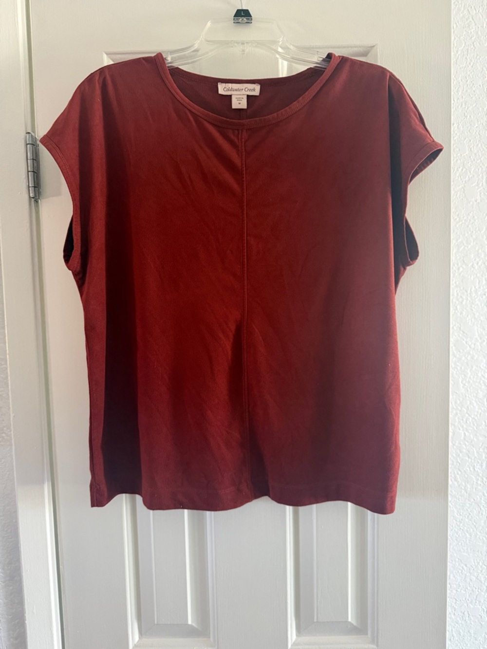 Coldwater Creek Rust Short Sleeve Faux Suede Tee